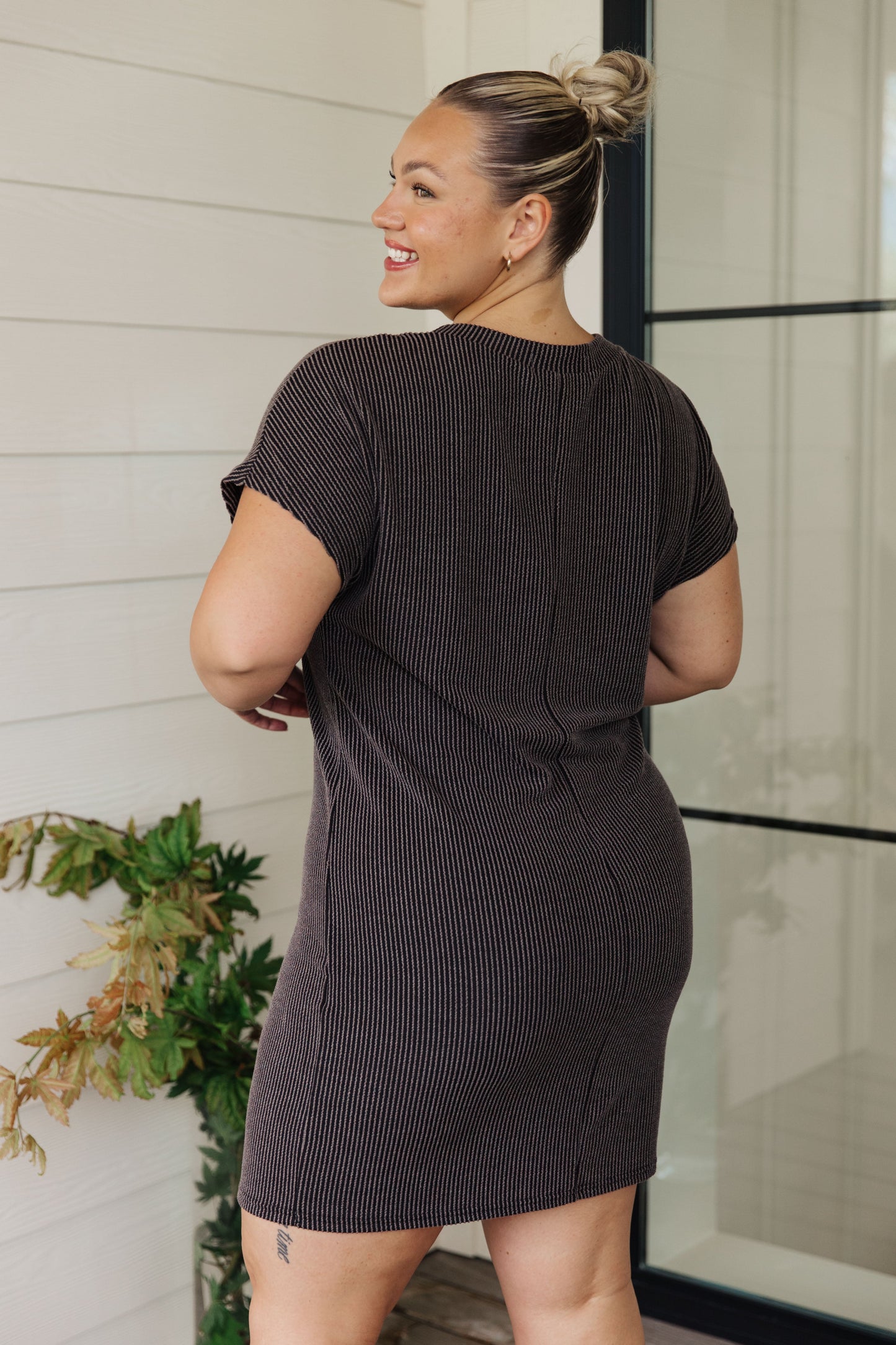 Everyday Favorite Ribbed Knit Dress in Black