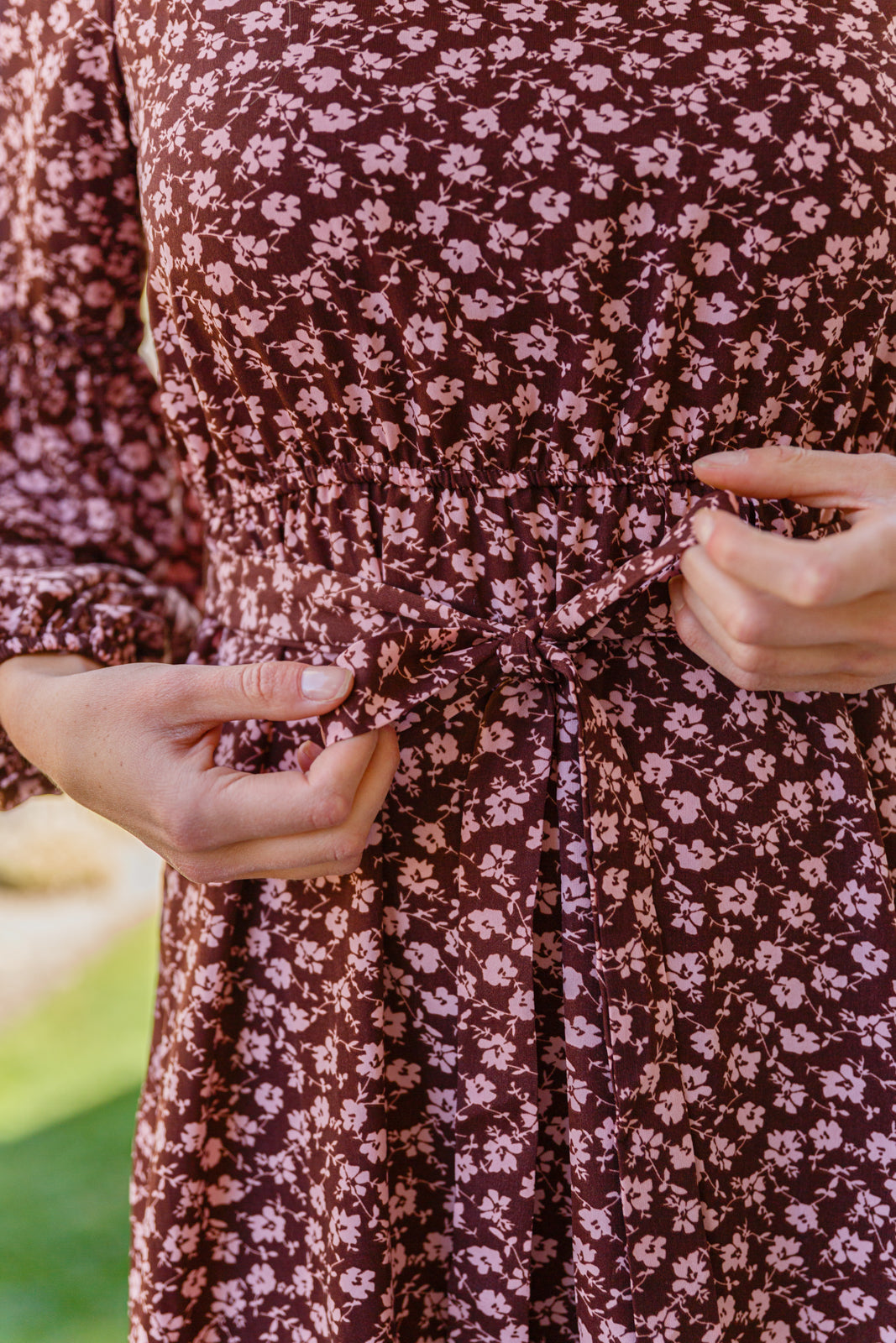 Flow With The Times Floral Midi Dress In Brown