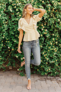 Verte Folksong Floral Top in Yellow