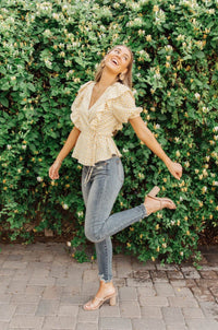 Verte Folksong Floral Top in Yellow