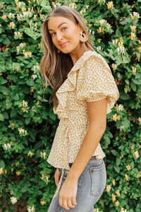 Verte Folksong Floral Top in Yellow