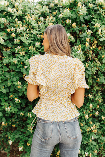 Verte Folksong Floral Top in Yellow