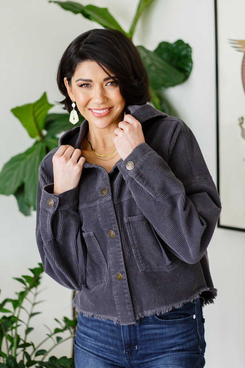 Give Me More Corduroy Jacket in Charcoal