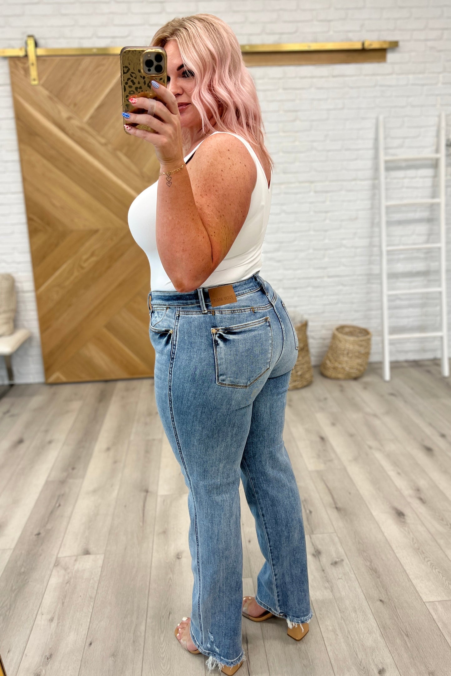 Quinn Mid Rise Cell Phone Pocket Dad Jeans