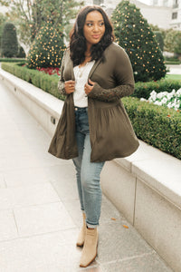 Little Bit Of Lace Cardigan In Olive