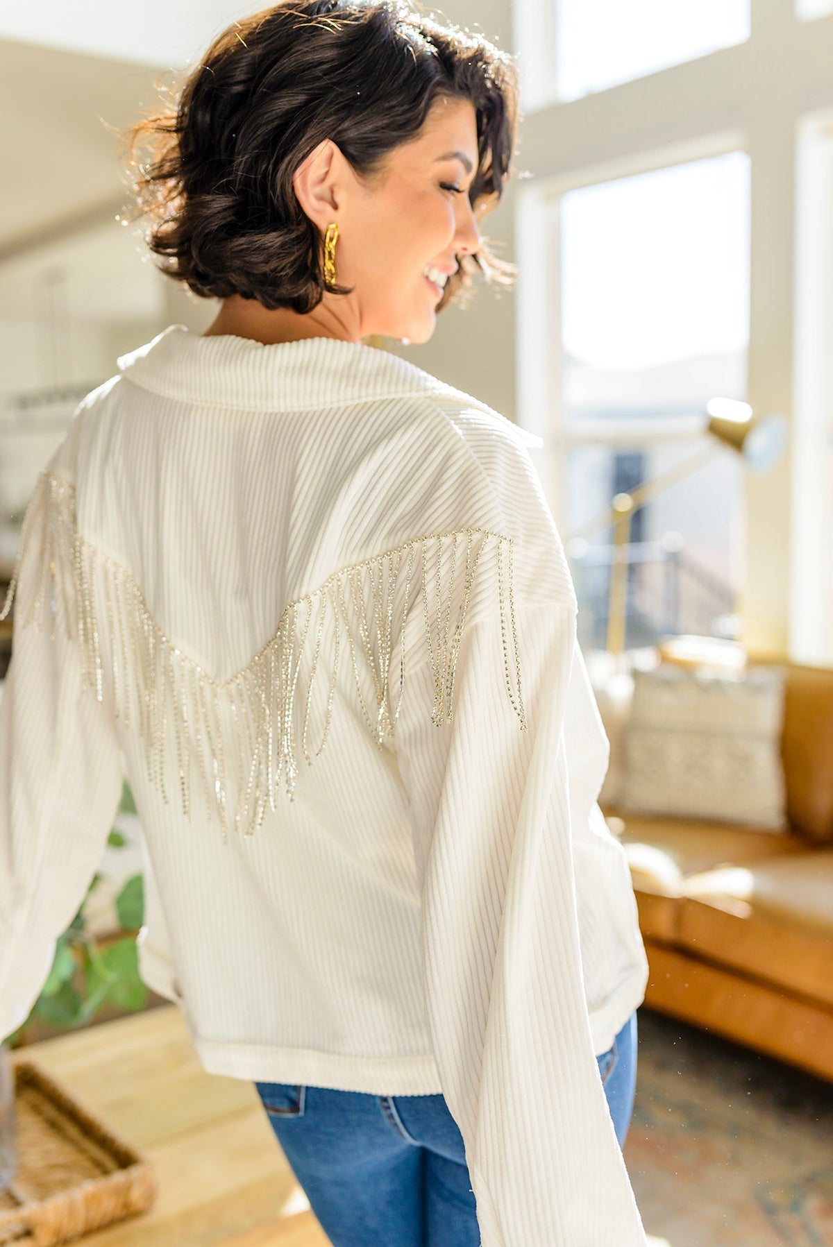 Loretta Rhinestone Fringe Jacket