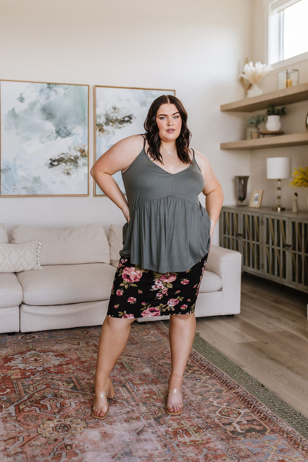 Perfectly Pristine Floral Pencil Skirt