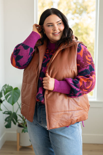 Persistence Pays Off Faux Leather Puffer Vest