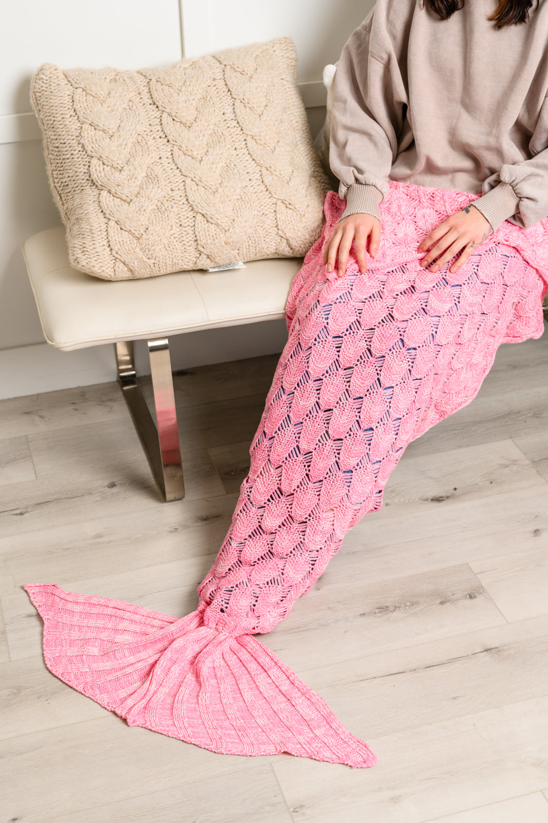 Seaside Magic Chenille Mermaid Tail In Pink