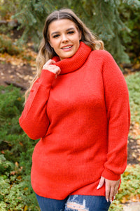 Steady Pace Roll Neck Sweater In Red