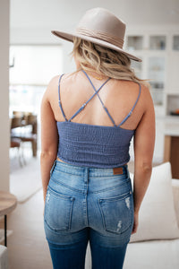 Wild And Free Crop Top in Dusty Blue